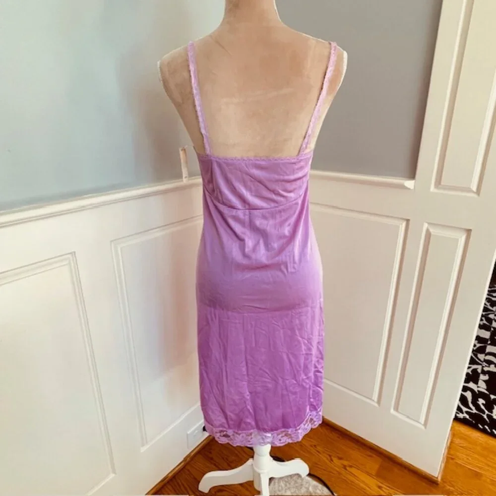 Vintage Kayser Nylon Lace Mellow Grape Full Slip 80's Deadstock NWT 32 - Picture 5 of 7